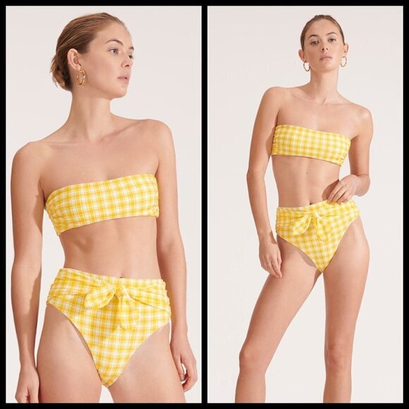 💕VERONICA BEARD💕 Catarina Bandeau Bikini Top (L) + Azoia Tie Waist Bottom (XL) - Picture 3 of 16